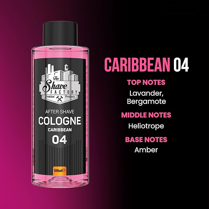 the shave factory After Shave Cologne Series - Cologne for Men, Aftershave for Men, Refreshes and Relieves Face and Skin (04 Caribbean)