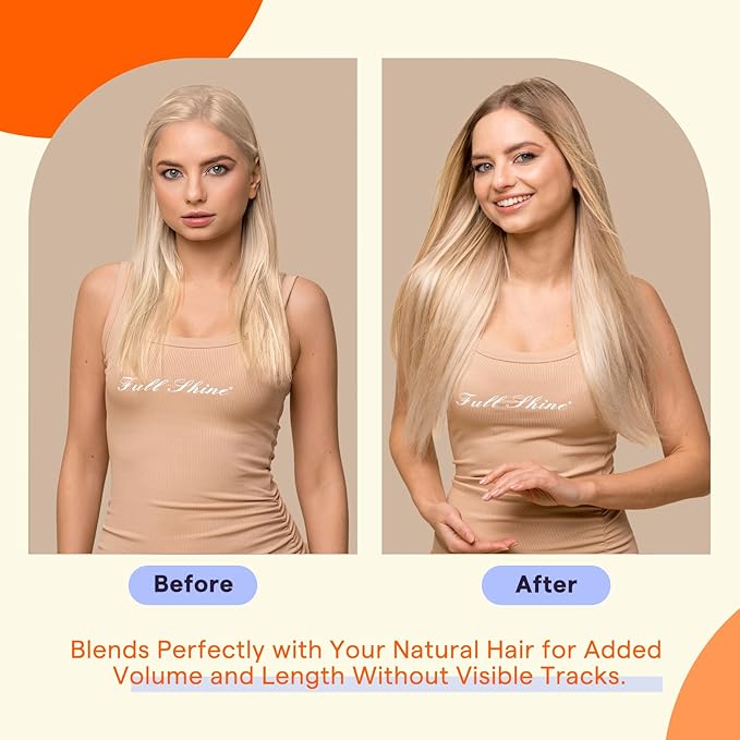 Full Shine Tape in Hair Extensions Human Hair Color 18 Ash Blonde Fading to 22 and 60 Blonde Balayage Remy Extensions 22 Inch Natural Straight Tape Ins Human Hair Extensions 20PCS 50grams for Wedding