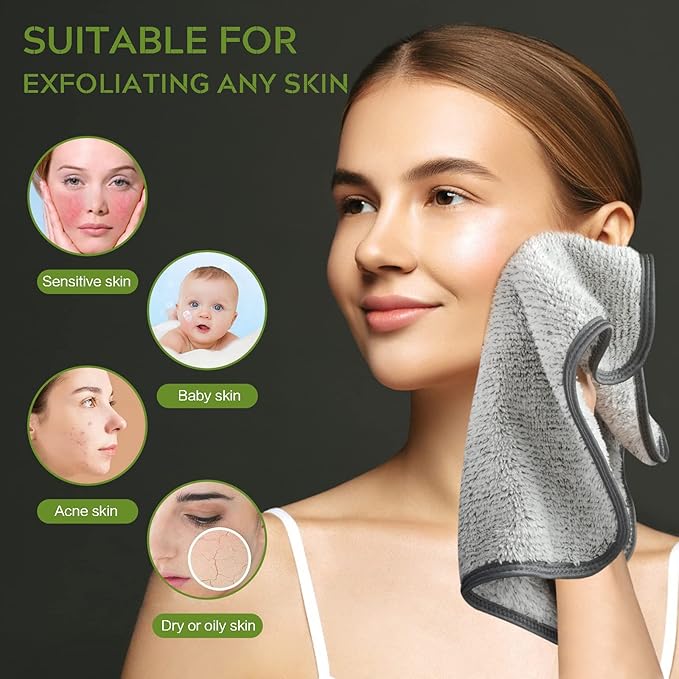 SUNLAND Microfiber Face Towels Reusable Makeup Remover Cloth Facial Washcloths for Bath 11Inchx11Inch 6 Pack Grey