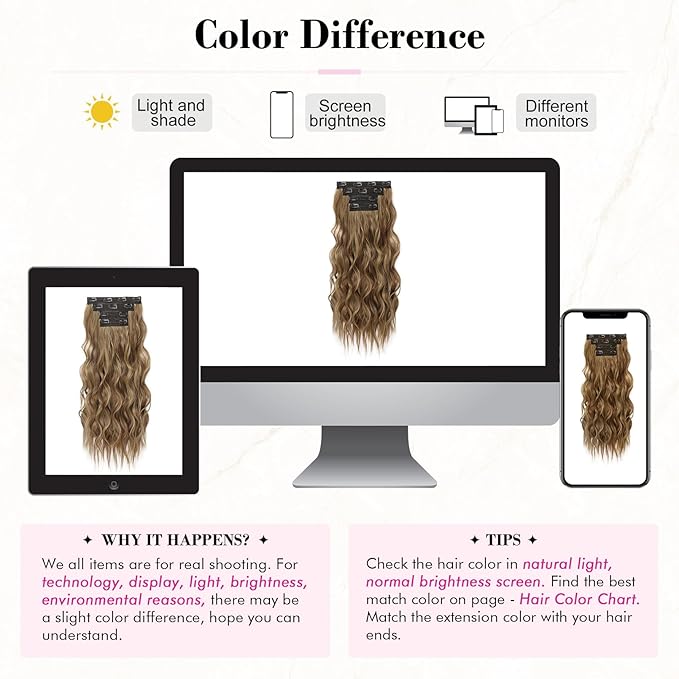 REECHO Clip in Hair Extensions, 4PCS Hair Extensions 24" Thick Long Beach Waves hair extensions Invisible Lace Weft Natural Soft Hairpieces for Women – Medium Reddish Brown with Highlights