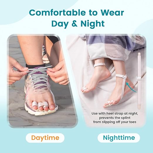 Hammer Toe Straightener Corrector Splint Brace for Women fit 2nd 3rd and 4th Toes - (M-Beige) - 1 Pair