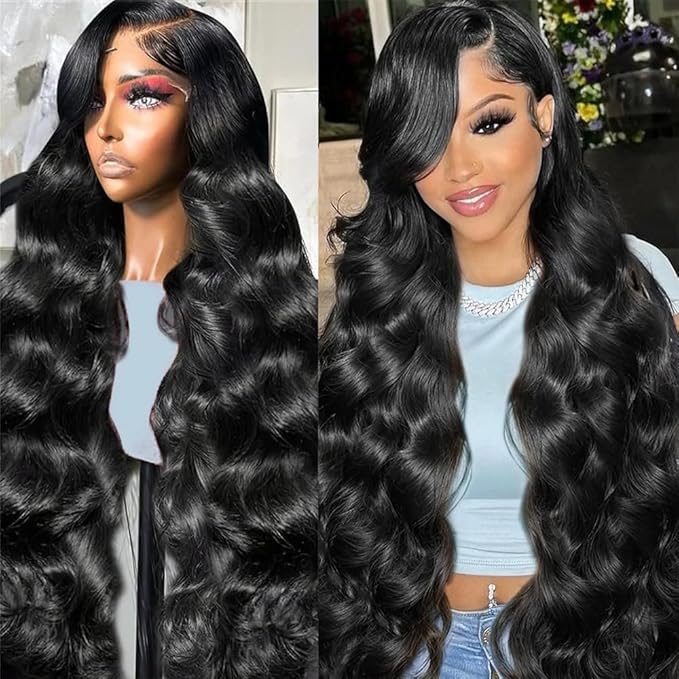 26 Inch 13x6 Lace Front Wigs Human Hair 220 Density Body Wave HD Lace Front Wigs Human Hair Pre Plucked Natural Color Real Virgin Human Hair Lace Front Wigs for Women