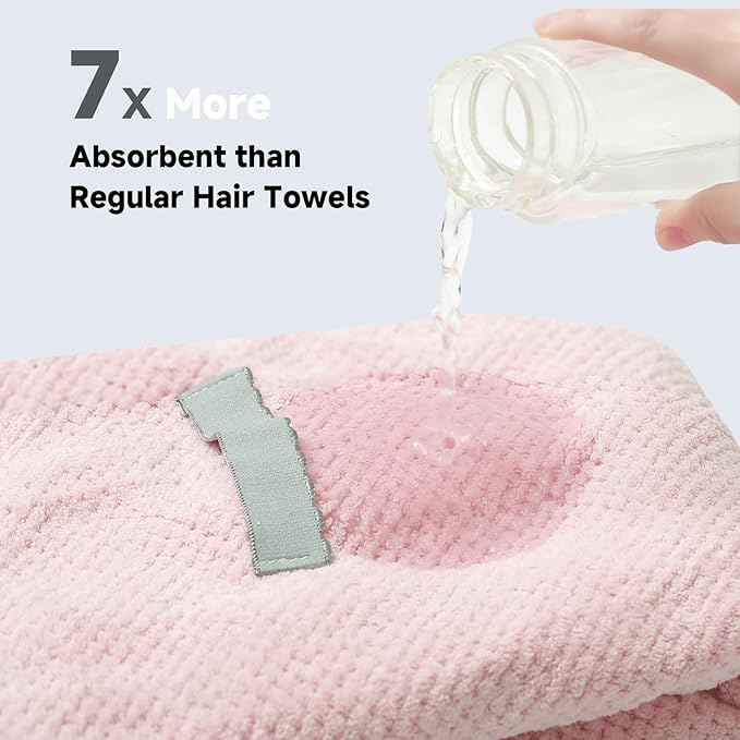 2 Packs Large Microfiber Hair Towel for Women,Fast Drying Hair Wrap for Curly Hair,Super Absorbent and Soft Towel for Long 24 * 42 inches (Pink&Pink)