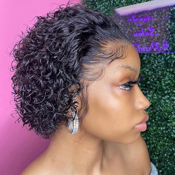 Human Hair Short Wigs Glueless Wigs with Bangs Short Bouncy Curly Bob Wig With Bang 6 Inch 180% Density Glueless Full Machine Made