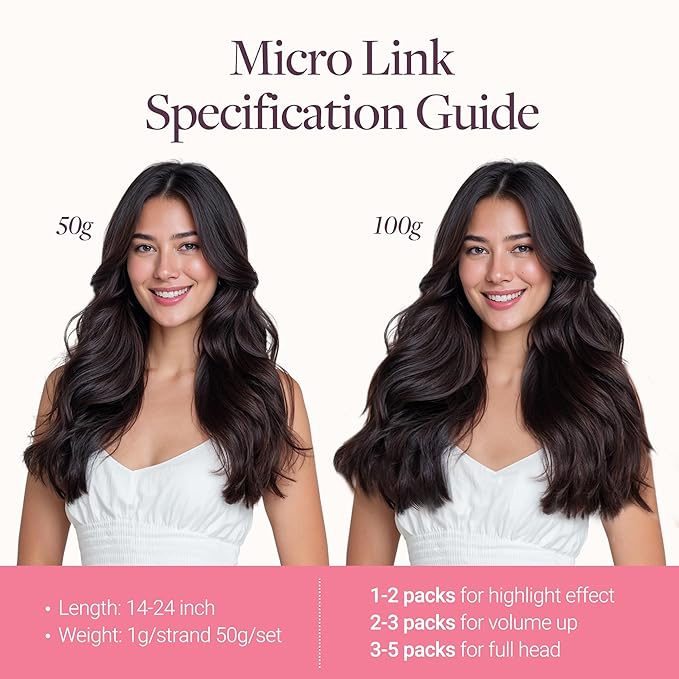 GOO GOO Micro Link Tip Hair Extensions, Real Human Hair, 14inch 50g 50S, Cold Fusion, Invisible Remy, Jet Black