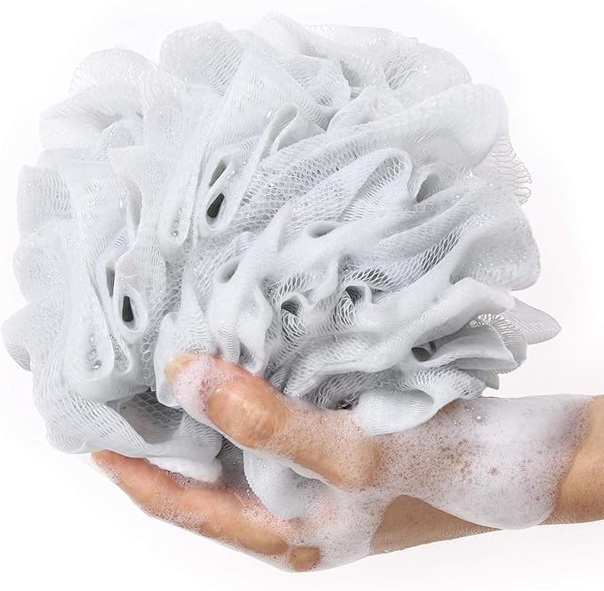 BTYMS 4 Pieces Shower Loofahs Large Bath Sponge 75g Mesh Pouf Wash Puff Shower Poof Body Loofas for Bathing