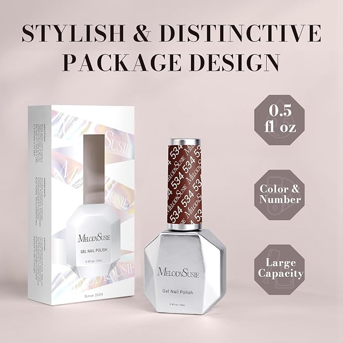 MelodySusie Americano Brown Gel Nail Polish,0.5fl oz Nails Soak Off UV LED Caramel Brown Gel Polish Gift for Women Nail Art Manicure Salon DIY Nail Design Decoration at Home-534-A2205