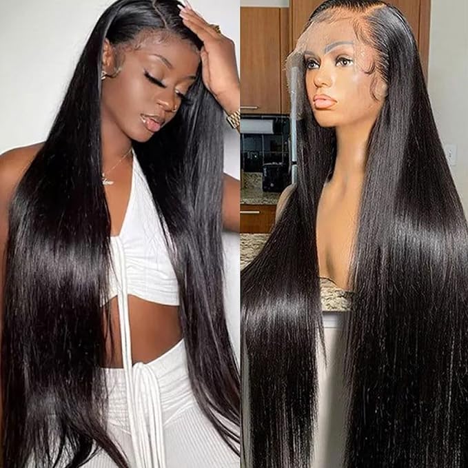 Lemoda Straight SKINLIKE Real HD 13x4 Full Lace Frontal Wigs 210% Density 15A Brazilian Straight Virgin Human Hair Lace Front Wig 24inch Invisible 0.1mm Ultra-thin Frayed Ends Tiny Knots