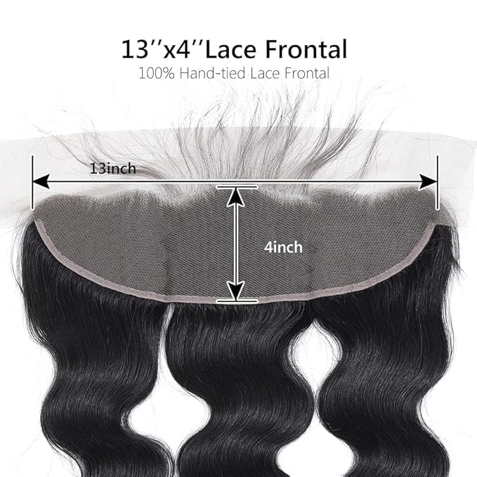 14 Inch 13x4 Lace Frontal Body Wave Ear to Ear HD Transparent Frontal Closure With Baby Hair Free Part Virgin Human Hair Natural Hairline 150% Density