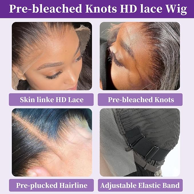 LICHANG 16 Inch 13x4 HD Lace Straight Bob Wig Human Hair 180 Density Short Straight Frontal Bob Wigs for Women