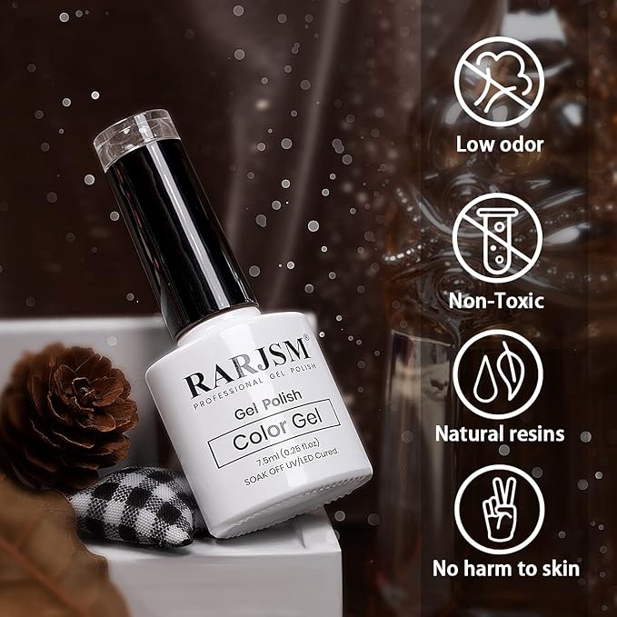 RARJSM Reflective Glitter Gel Polish,Flash Dimond Caramel Brown Gel Nail Polish Winter Colors Sparkly Shiny Nail Art U V L E D Curing Need for Manicure DIY and Nail Salon 7.5ML