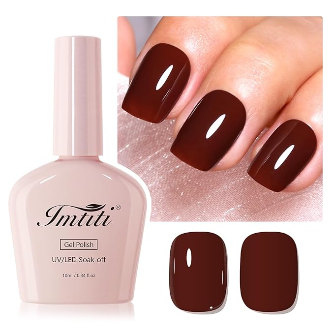 Imtiti Brown Gel Nail Polish, 1Pcs Maroon Chestnut Brown Gel Polish for Autumn and Winter DIY at Home(0.34 Fl Oz-1917)