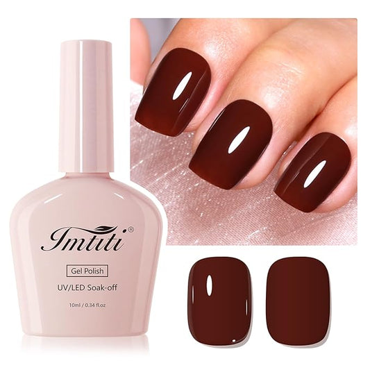 Imtiti Brown Gel Nail Polish, 1Pcs Maroon Chestnut Brown Gel Polish for Autumn and Winter DIY at Home(0.34 Fl Oz-1917)