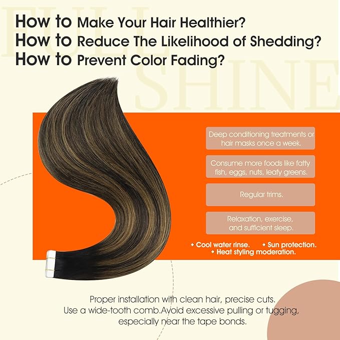Full Shine Balayage Tape ins Human Hair Extensions Color 1B/6/1B Tape in Hair Extensions 20Inch Remy Natural Straight Skin Weft 100G Seamless Extension 40Pcs for Women Add Length