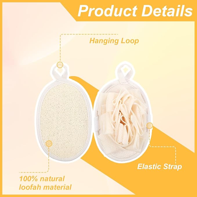 2 PCS Mini Soft Loofah Travel Size with Shower Flower Ball Natural Loofah Bath Sponge with Elastic Hand Strap Scrubber Glove Exfoliating Body Sponge Pad for Body Face Deeply Clean