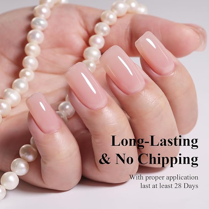 Imtiti Nude Jelly Gel Nail Polish, Sheer Translucent UV Gel Polish for Nail Art Soak off UV Led 10ML