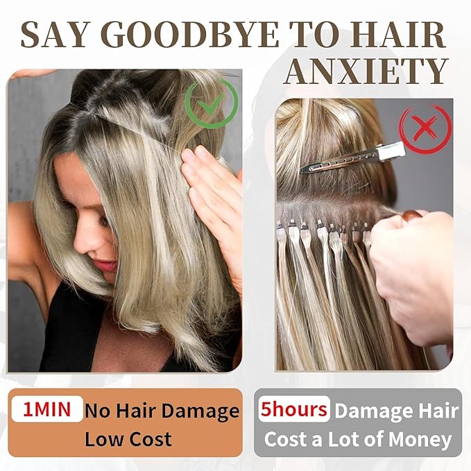 KooKaStyle Invisible Wire Hair Extensions with Transparent Headband Adjustable Size 4 Secure Clips Long Wavy Secret Wire Hairpiece 20 Inch for Women(Black with Smokey Silver)