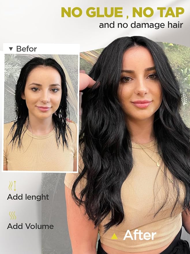 Twin Tab Butterfly Genius Weft Human Hair Extensions Latest Double Invisible Real 100% Remy Human Hair Weft with Micro Bead Simulated Scalp Hair Extensions100g 7ps 18 Inch Black