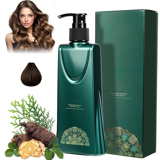 Mild Formula Long Lasting Hair Dye Set, Plant-Based Hair Color, New 3 In1 Shampoo Hair Dye, Single Agent Hair Dyeing Cream, Nourishing, Natural, Long-Lasting Shampoo for Gray Coverage (Dark Brown)
