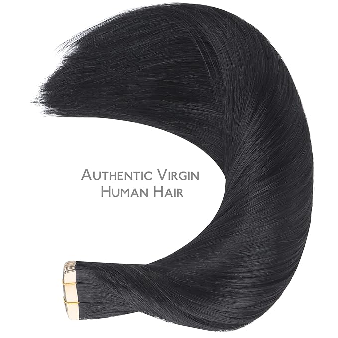 WENNALIFE Tape in Hair Extensions Human Hair, 20pcs 40g 12inch Jet Black Remy Hair Extensions Straight