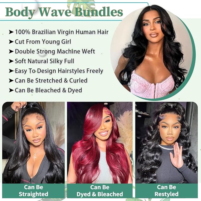 14A Human Hair Bundles Body Wave One Bundle 100% Unprocessed Brazilian Virgin Hair Bundles Body Wave Human Hair Extensions Natural Black Color (one bundle, 22)