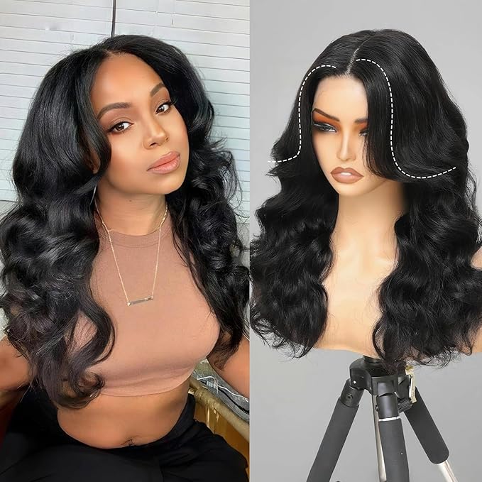 Layered Curtain Bangs Face-Framing Glueless Wigs Human Hair Loose Body Wave 13x6 PartingMax HD Lace Wig Pre-Everything Pre Plucked Pre Cut Human Hair Wigs 18inch