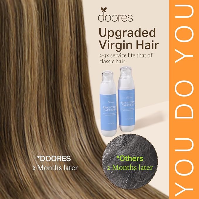 DOORES Seamless Clip in Hair Extensions Real Human Hair, Chocolate Brown to Caramel Blonde 18 Inch 110g 7pcs, Extensions Skin Weft Remy Straight Invisi Edge Weft