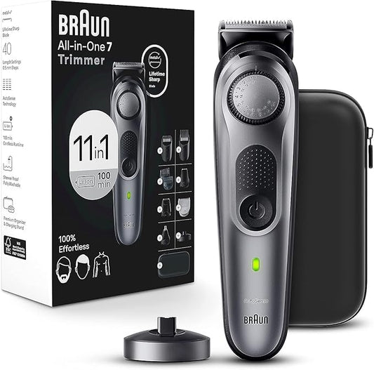 Braun All-in-One Men's Shaving Kit Series 7 7420, 11-in-1 Beard, Face, Nose, Ear Trimmer, Hair Clippers, Body Groomer and Manscaping, Holiday Gifts for Men