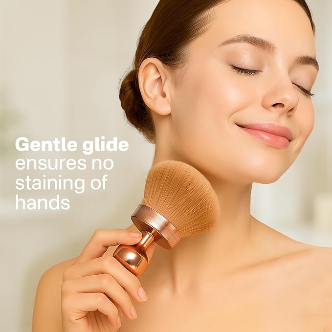 Tanning Brush for Self Tanner, Soft Dense Bristles for Smooth & Streak-Free Application, Gold Self Tanning Brush for Body, Blend Mousse, Lotion & Bronzing Foam for Even Full-Body Coverage