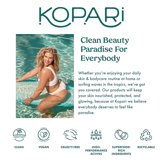 Kopari Aluminum Free Coconut Deodorant, Non Toxic & Clean Plant-Based, No Aluminum, Parabens or Baking Soda, Long Lasting Protection, Beach 2 oz