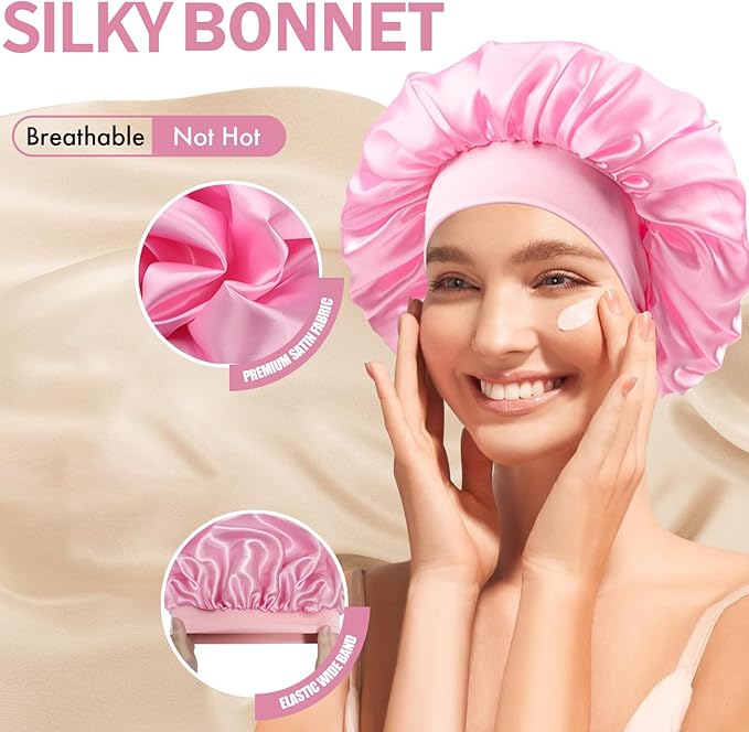 Black Satin Bonnet for Sleeping Black Women Single Layer