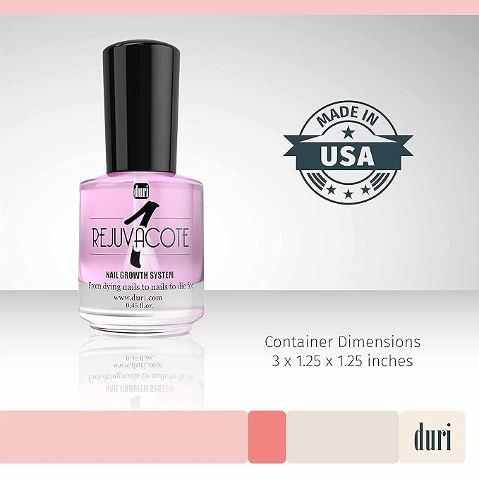 duri Rejuvacote 1 Nail Growth System - Original Maximum Strength Formula - Nail Strengthener and Nail Growth - Base and Top Coat - Pack of 3-0.45 fl. oz.