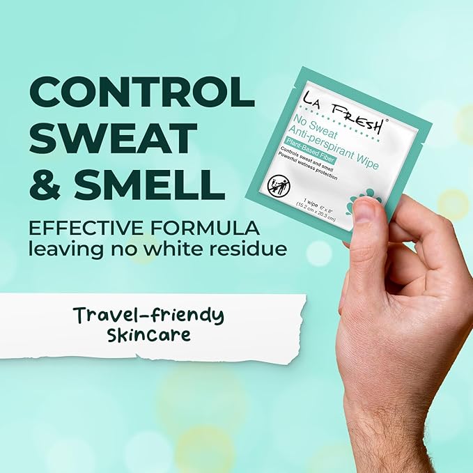 La Fresh Travel Lite Antiperspirant and Body Wipes - 50 Individually Wrapped Deodorant Wipes for Adults, Men and Women Travel Essentials