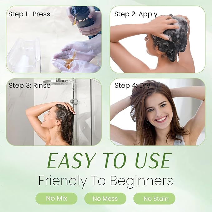 Silver Hair Dye Shampoo 3-in-1, Instant Natural Hair Color Treated Shampoo for Women Men Champu Para Canas Mujer Silver Gray, Lasting 3-4 Weeks & Easy to Use & All Hair Types & Root Touch Up, 500ml