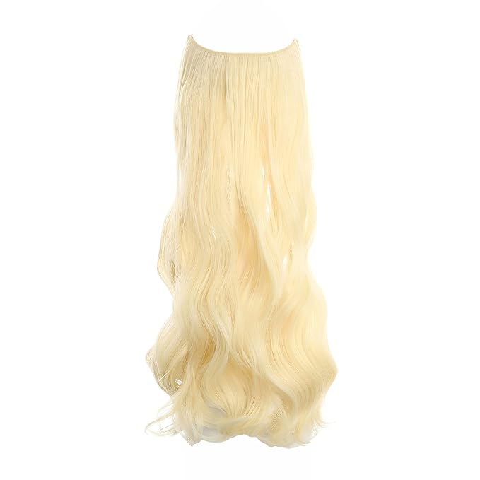 Invisible Wire Hair Extensions Transparent Wire Adjustable Size 4 Secure Clips Long Wavy Curly Secret Hairpiece 24 Inch for Women