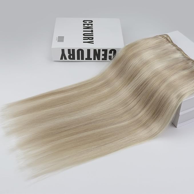 Full Shine Sew In Hair Extensions Ash Blonde Extensions 130 Grams Color #P18/613 Ash Blonde Highlight Bleach Blonde Double Weft Human Hair 22 Inch Straight Human Hair Bundles