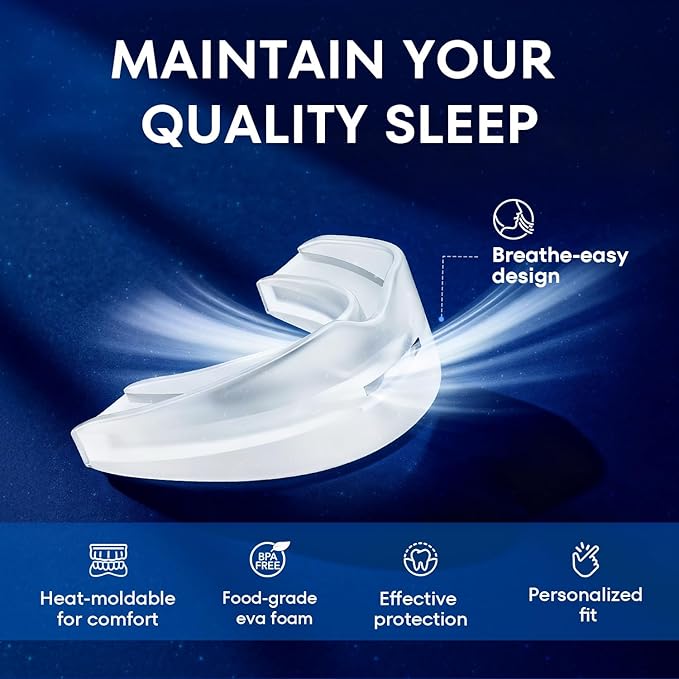 Mouth Guard for Grinding Teeth at Night: Anti-Grinding Guard for Sleeping -Personalized Fit Night Guards - Food-Grade Eva Foam