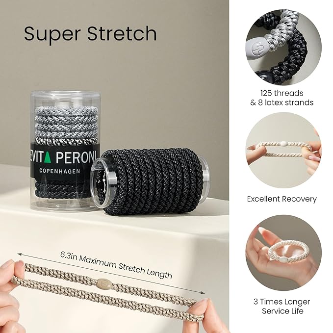 EVITA PERONI 12 Pcs Hair Ties, High Elastic Ponytail Holders, Hair Ties No Damage for Thick Curly Hair Women Men (Latte Foam)