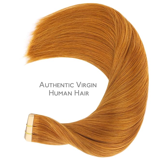 WENNALIFE Tape in Hair Extensions Human Hair, 20pcs 50g 20 inch Auburn Ginger Remy Hair Extensions Straight Human Hair Tape in Extensions Skin Weft Tape Extensions Human Hair
