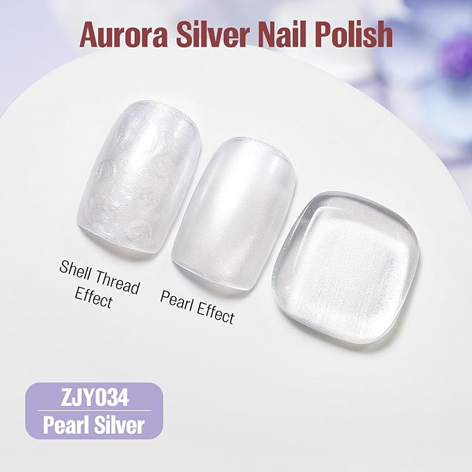 Pearl White Iridescent Nail Polish 15ml - Aurora Mermaid & Unicorn Glossy, Quick Dry Air Dry Long Lasting, Oil-Based Vegan Nail Art Polish - DIY at Home
