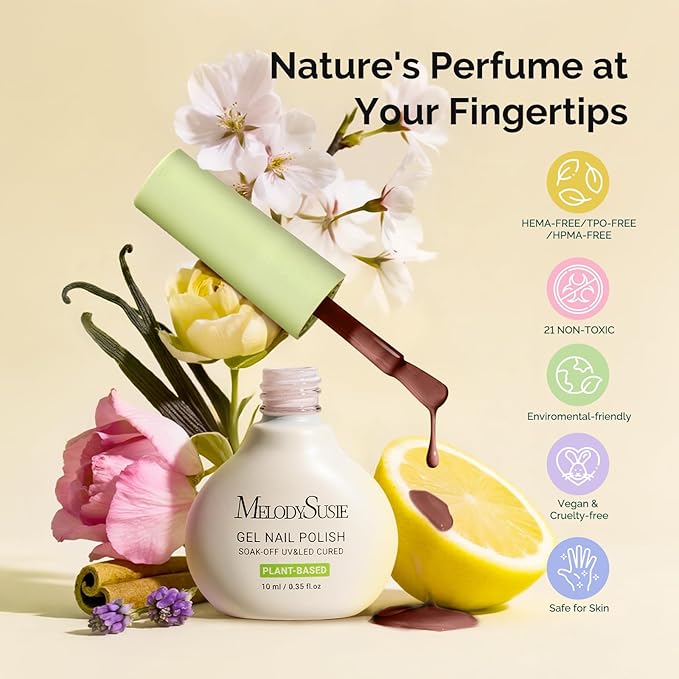 MelodySusie Gel Nail Kit with P-ART06G Cordless UV Lamp Rechargeable Portable LED UV Light with Smart Sensor Plant Based HEMA Free Nails Polish with No Wipe Top Coat Base Builder Gel Gift for Women