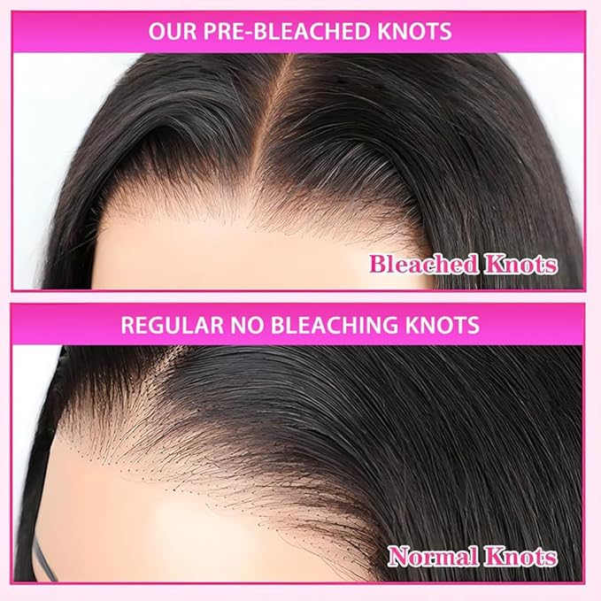 22 Inch Straight Glueless Pre Plucked Pre Cut 7X5 HD Lace Pre Bleached Knots Wigs Human Hair,Wear and Go Lace Front Wig with Natural Hairline Baby Hair for Black Women 200% Density