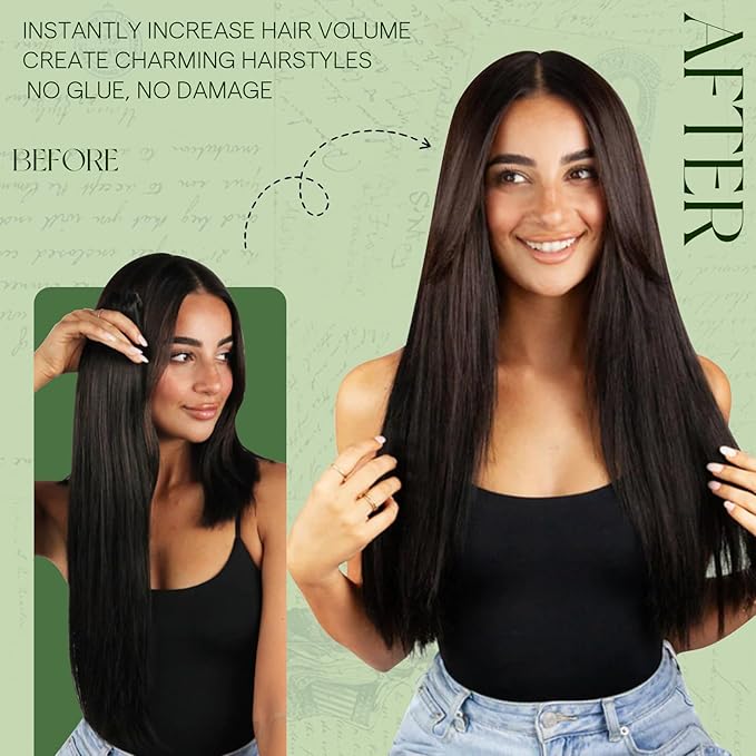 RUNATURE Clip in Hair Extensions Human Hair Dark Brown Human Hair Extensions Clip Ins Short Real Human Hair Clip in Extensions Remy Natural Hair 10 Inch 80g 7pcs #2 Darkest Brown