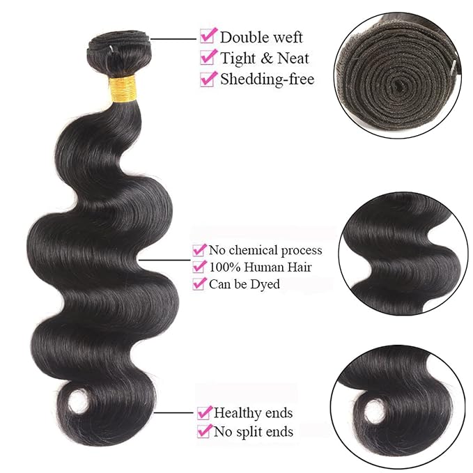 Brazilian Body Wave Bundles Human Hair 100% Unprocessed Virgin Human Hair Bundles Body Wave Natural Black Machine Double Weft Bundle 100G