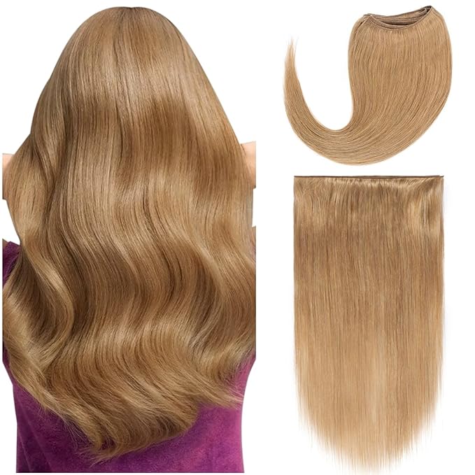 Hairro Sew in Hair Extensions Real Human Hair, 100g/bundle Weave Weft for Women Adding Volume and Length, for DIY Beauty Dating Party, 18 Inch One Bundle Straight Dark Blond