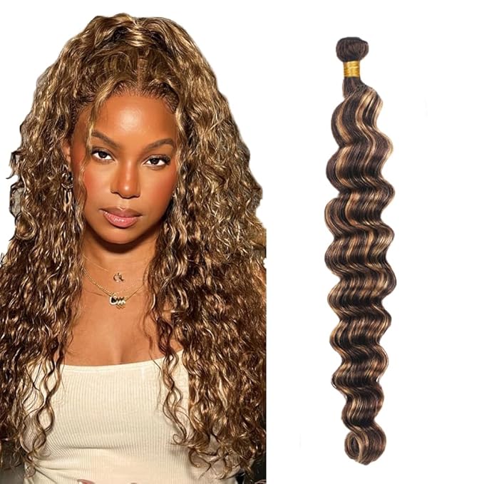 P427 Human Hair Bundles Color 4/27 Deep Wave Bundles 26 Inch Honey Blonde Single Bundle Brazilian Virgin Hair Extensions