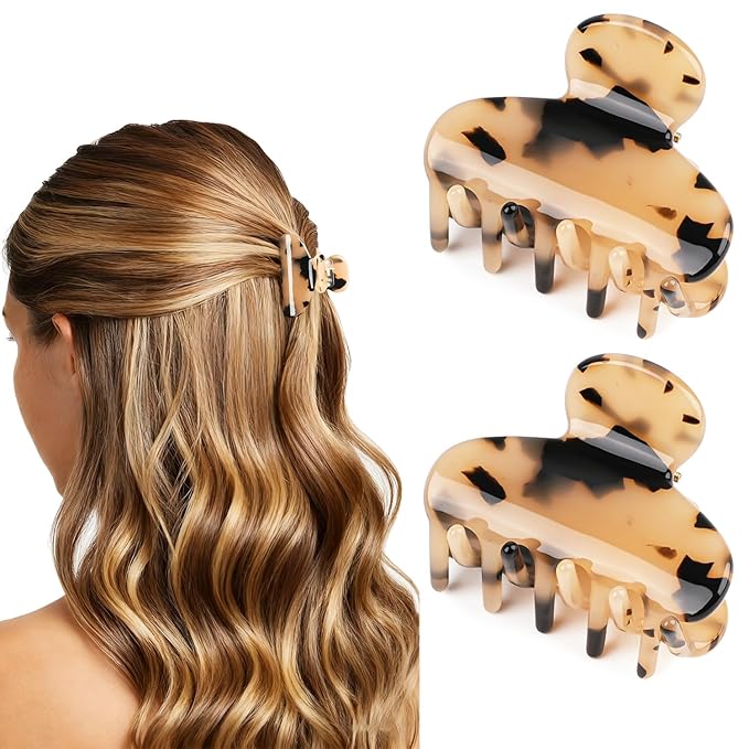 MAORULU 2 Pack Mini Acetate Hair Claw Clips – 1.6 Inch Small Durable Hair Clips for Women & Girls, Strong Hold Mini Jaw Clips for Bangs & Half Up Hairstyles (Tortoise)