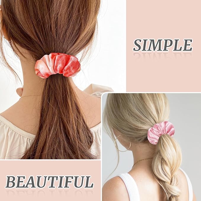 Velvet Scrunchies with Zippers Pocket, 8 Pcs Blush Theme Soft Hair Ties, Hidden Pocket Hair Scrunchies Accessories for Women Girls, Ponytail Holder Secret Compartment Items (Pink)
