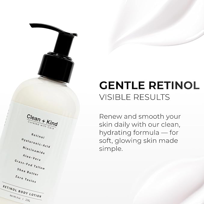 Firming Retinol Body Lotion for Wrinkles & Crepey Skin – Anti-Aging Moisturizer with Hyaluronic Acid, Niacinamide, Aloe Vera, Shea Butter & Grass-Fed Tallow Skincare