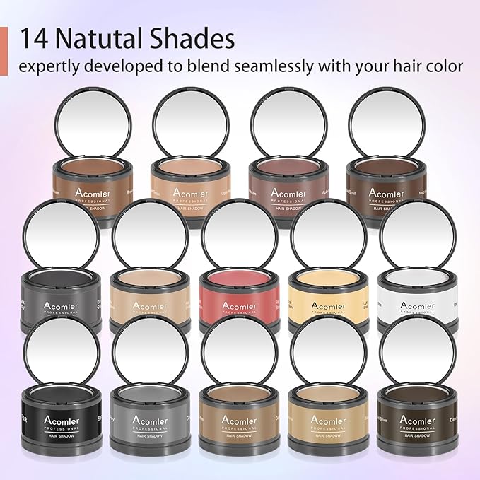 Acomler Root Cover Up Hair Powder for Thinning, Grey Hair - Dark Brown for Hairline Shadow, Eyebrows, Beard Line, Bald Spots (Blonde)